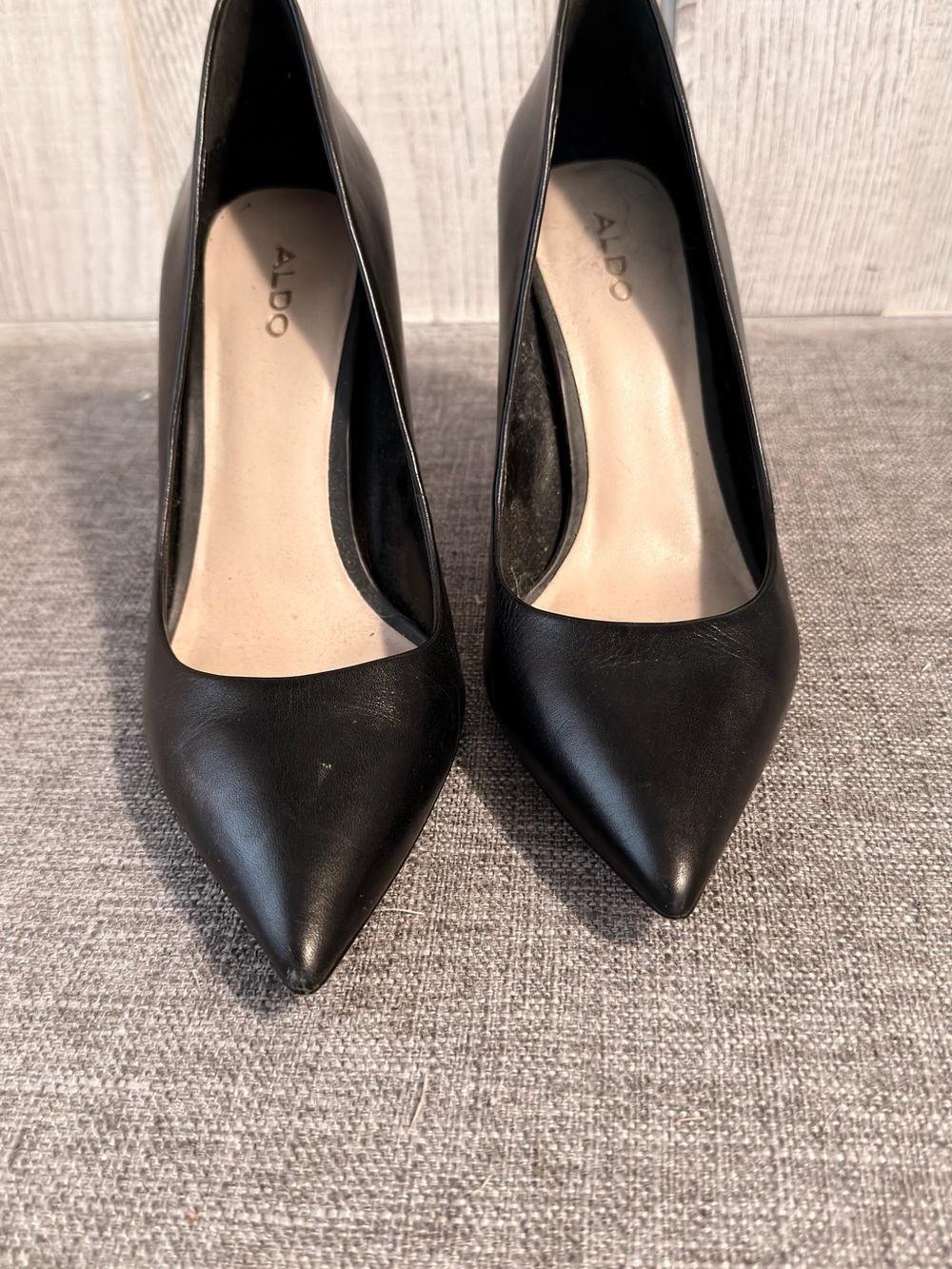 Aldo Black Pointed-Toe Leather Pumps